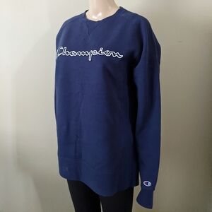 Champion Navy Crewneck Sweater, Men's Medium